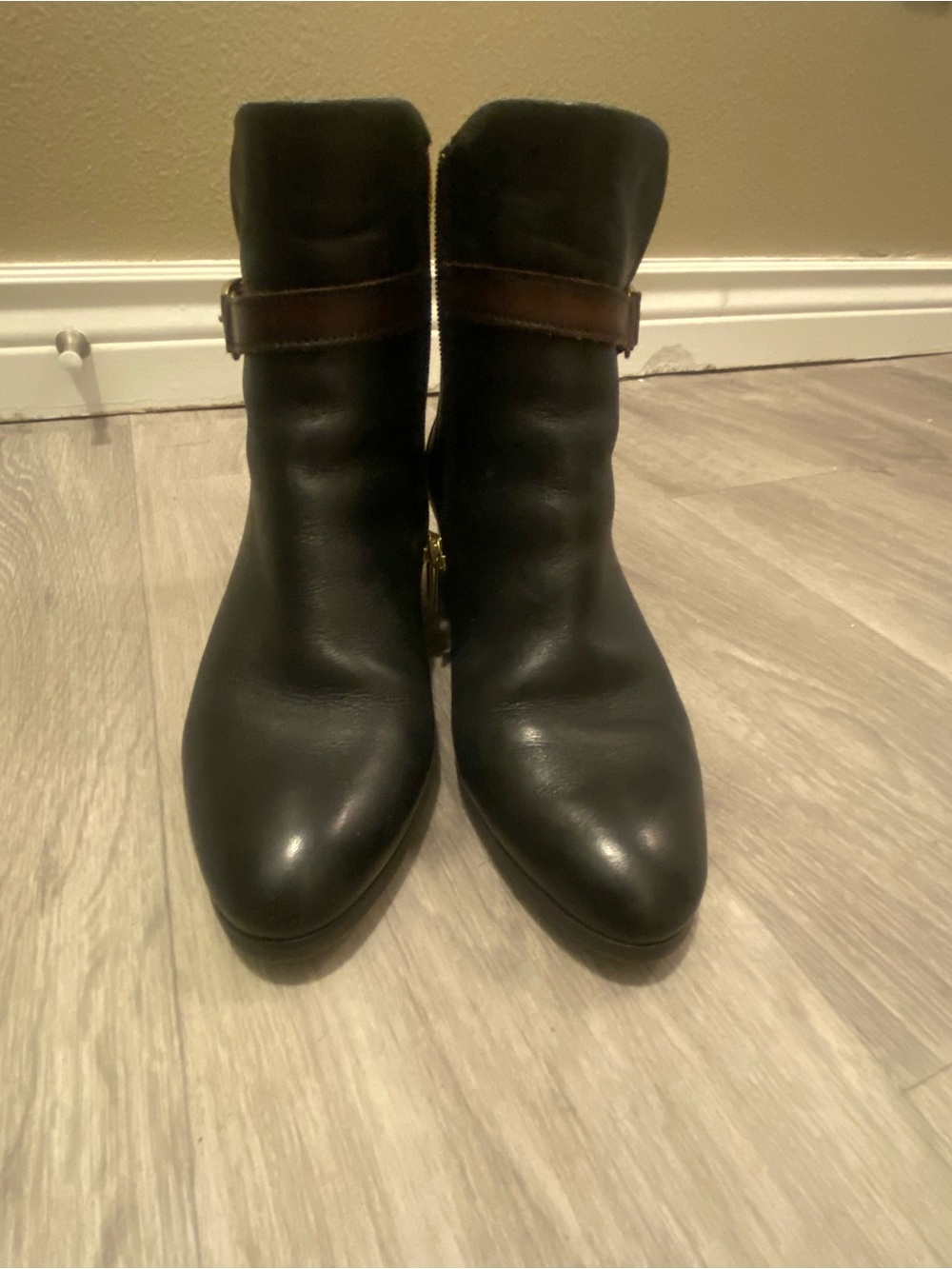 PIKOLINOS Black Ankle Boots with Brown Strap
